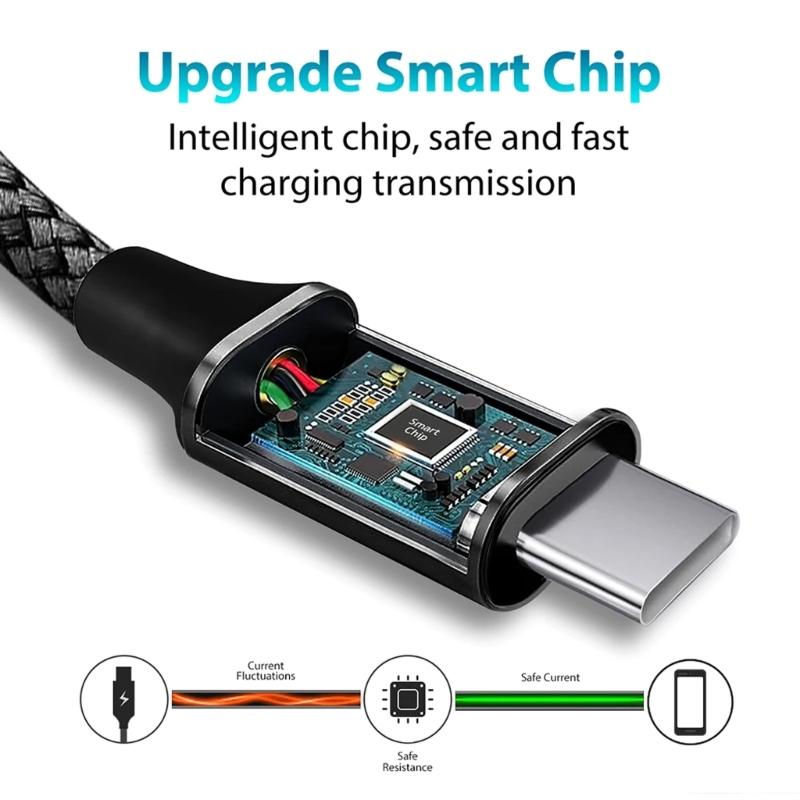 Type C Charging Cable 60W Power Delivery 1Meter Braided USB C Cord Compatibles Multiple Devices
