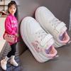 2025 autumn girls little white shoes leather surface new casual versatile board shoes sports waterproof soft sole cartoon non-slip