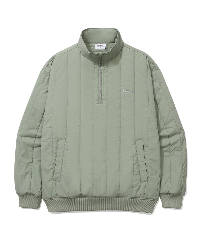COVERNAT Quilted Half Zip Oversized Sweatshirt Light Khaki