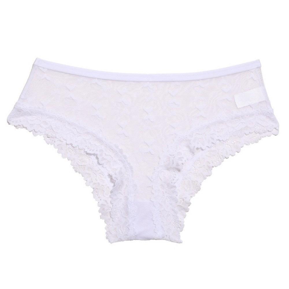 Seamless Lace Trim Briefs Transparent Women Lace Panties Breathable Sheer Mesh Underwear  Girls