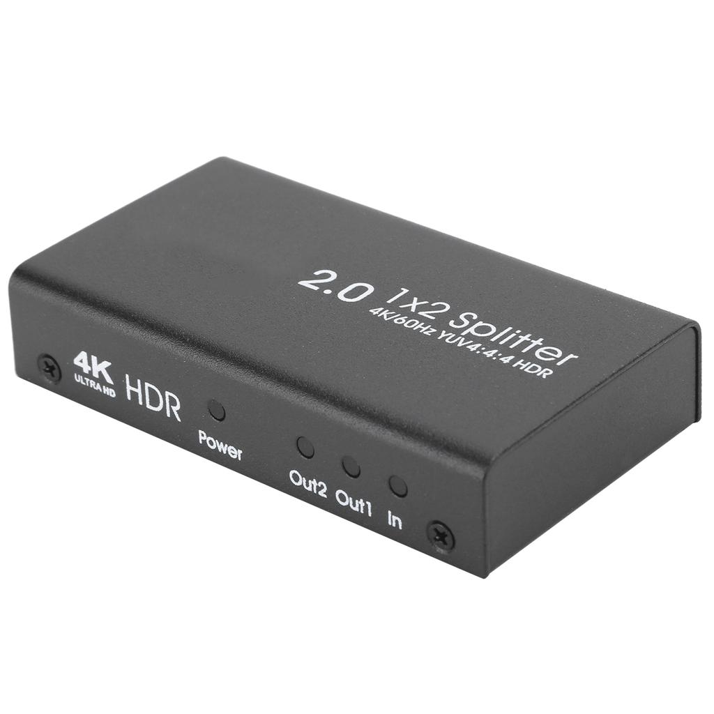 HDMI 2.0 Splitter Full HD 4Kx2K Video HDMI Switcher In 2 Out Amplifier Display 100‑240VUK Plug