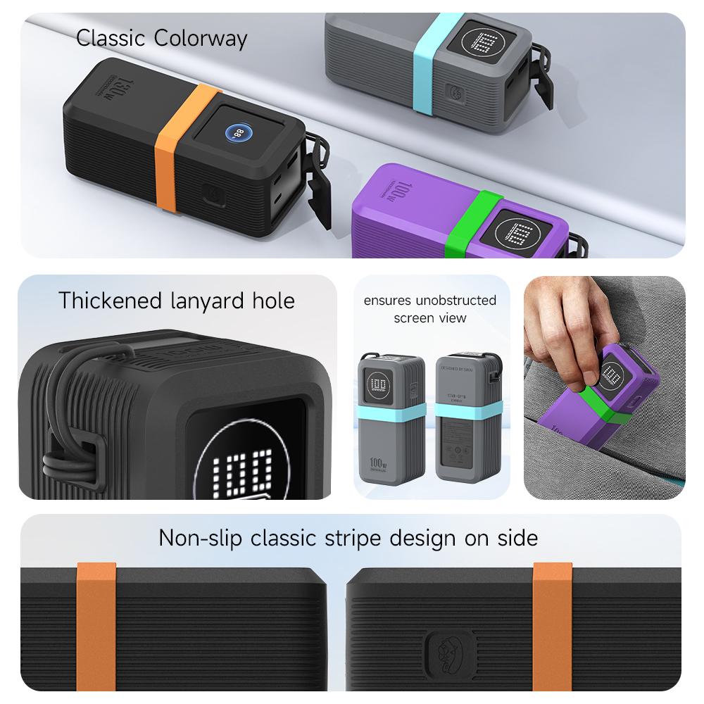 SIKAI Silicone Case for UGREEN Nexode 130W/100W 20000mAh Power Bank Portable Travel Design with Data Cable Storage