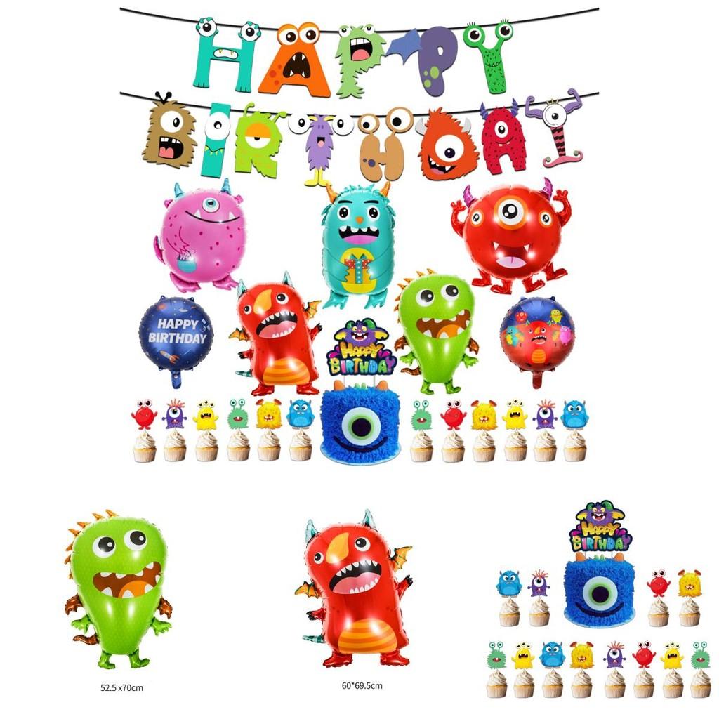 Colorful Cartoon Monster Et Alien Maggie Balloon Party Decor Banner Cake Topper For Birthday Supplies