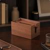 Walnut Wood Tissue Box Refillable Solid Holder with Raised Side Supports for Living