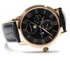 Salvatore Marra Moon Phase 5 ATM Water Leather Limited Black or Pink Men's Multi-Calendar Watch, Resistant, Strap, Edition, Gold, SM21106-PGBK