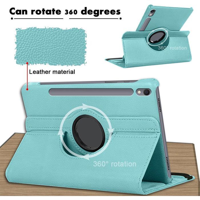 Coque + Verre Trempé - BOOLING - pour Samsung Galaxy Tab S9 - Protection 360° - Bleu - Cuir Synthétique