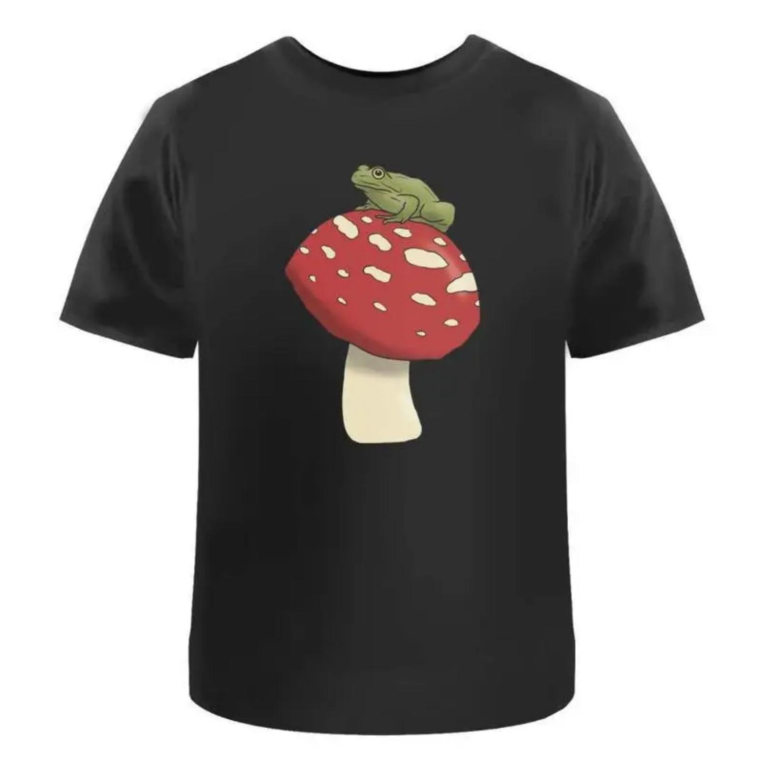 Frog On Toadstool  Cotton T Shirt Ta038131 S чёрный