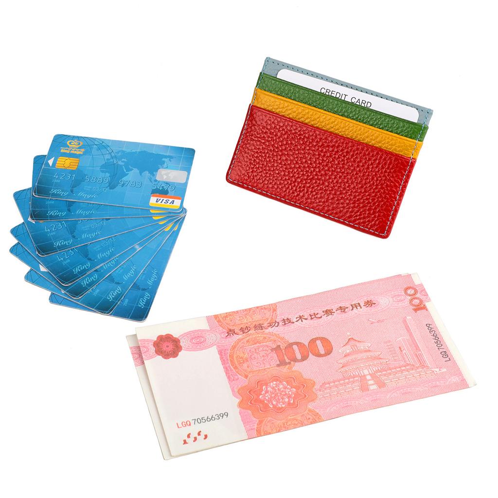 Ultra-thin Unisex Multicolor Card Header Cowhide Multi-Card Slot Mini Wallet-Dark Brown