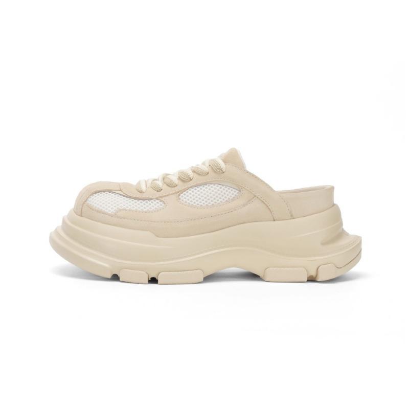 

Женские туфли на толстой подошве для увеличения роста, туфли с большим носком на одной педали, повседневная обувь, маленькие нескользящие полушлепанцы 40 абрикосовый