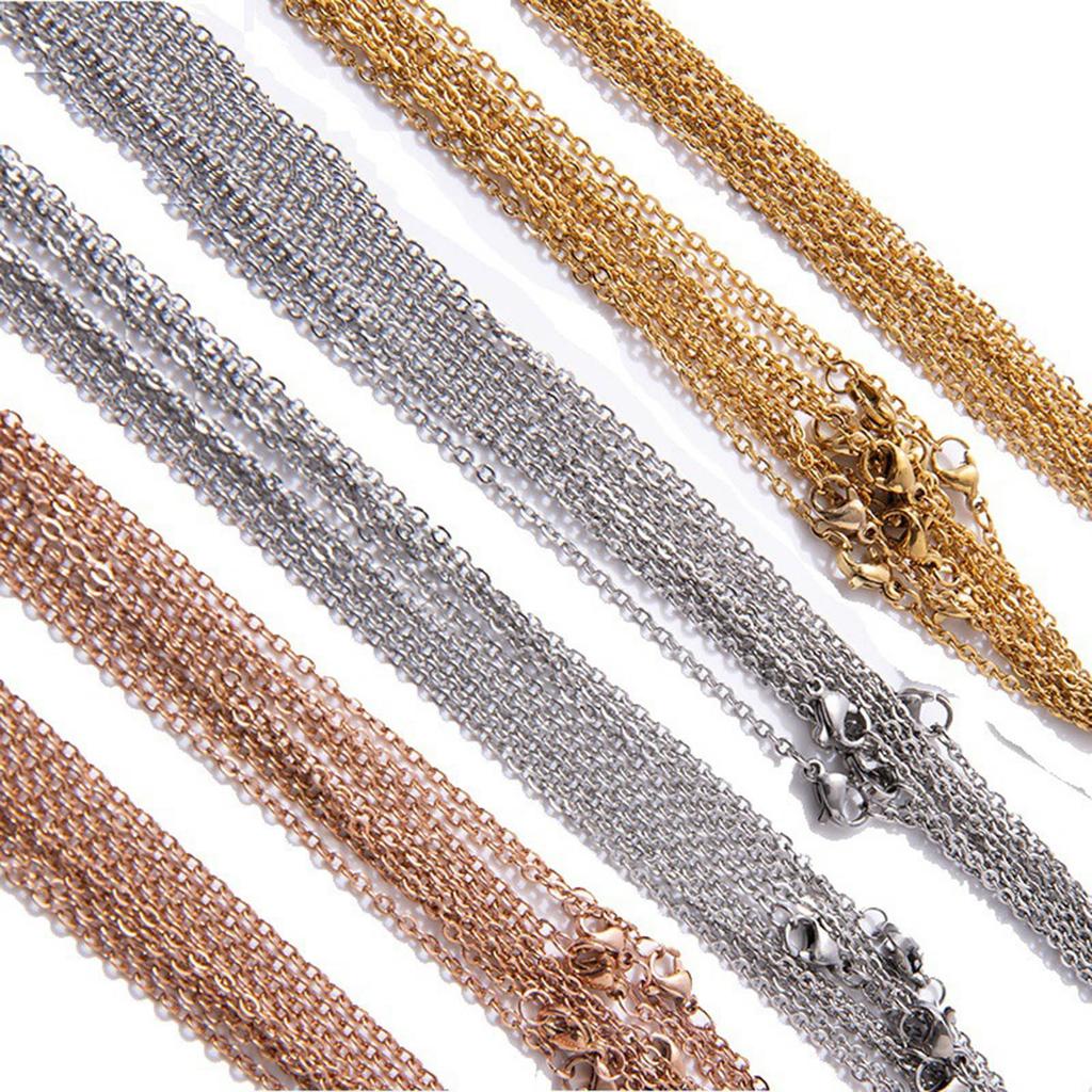 10 Pcs Necklace Link Cable Chain with Lobster Clasps Flat O Chain Jewelry Craft Thin Chain for DIY Jewellery Making