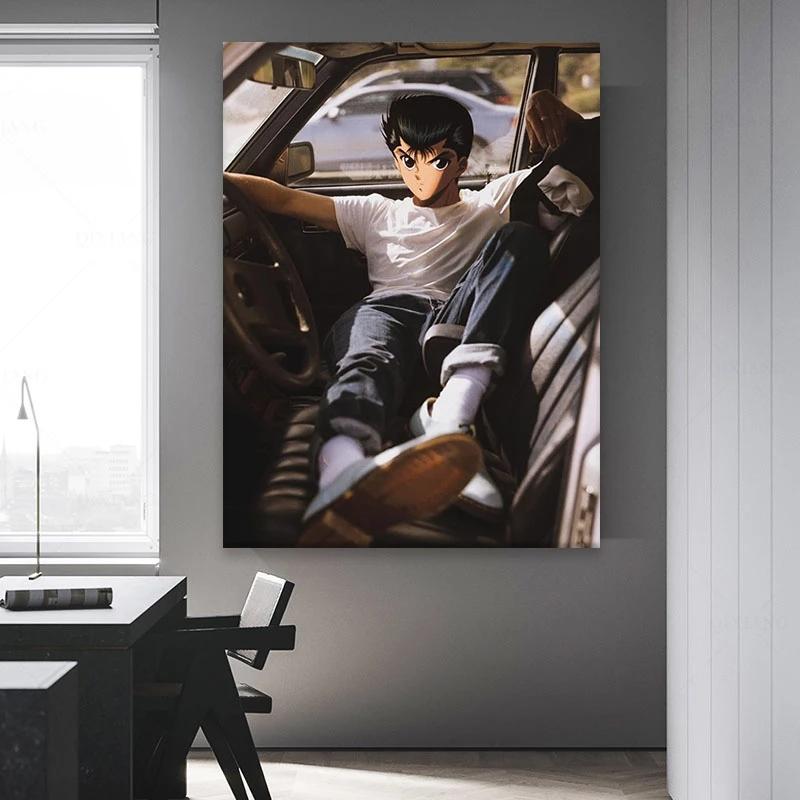 Solid Wood Frame Home Decor Canvas Print Painting Yusuke Urameshi Yu Yu Hakusho Poster Wall Art Modular Pictures For Bedside Background
