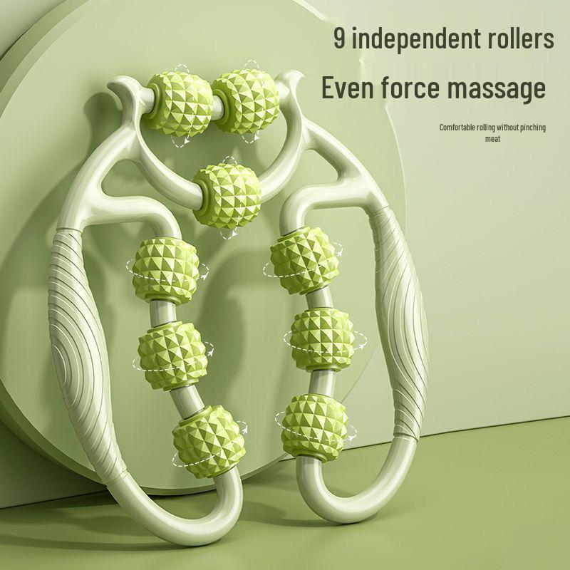 Yoga Leg Roller Massager: 9-Wheel Wolf Tooth Design for Calf Muscle Relaxation