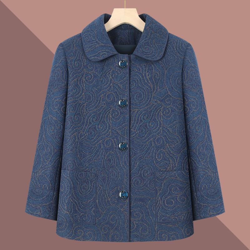 

2026 New Style Lapel Jacket for Middle-Aged & Elderly Women - Spring/Autumn Grandma Top 3XL (recommended 115-130 jin)