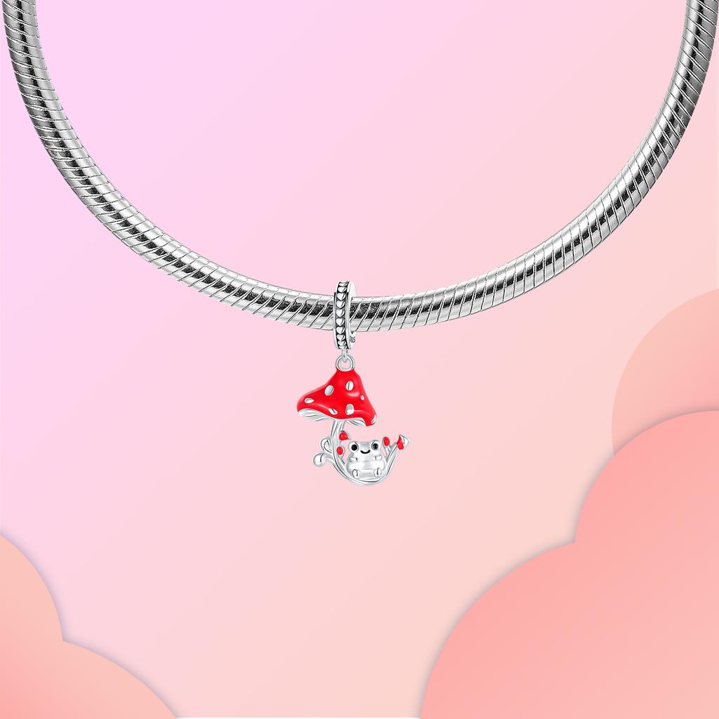 Copper Red Mushroom Toadstool And Frog Pendants Charms Fits Genuine Charms Bracelet Women DoItYourself Jewellery Gifts