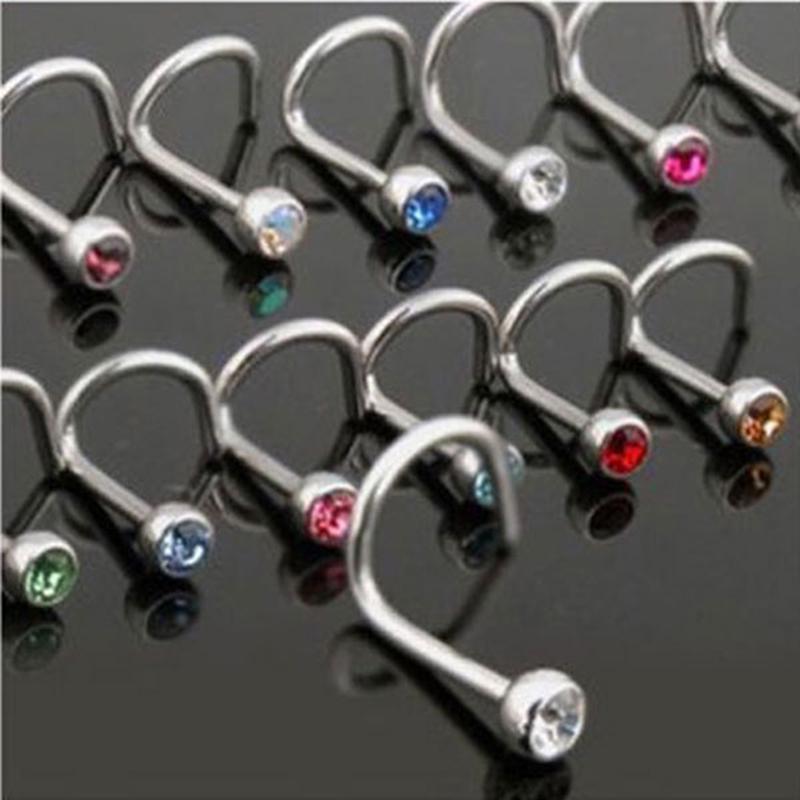 10 bucăți din oțel inoxidabil piercing pentru corp bijuterii nas os gem stud șurub inel