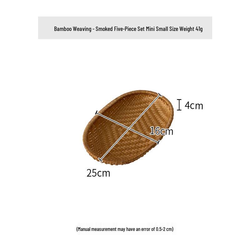 Smoked Bamboo Oval and Round Basket Set: Storage, Sieving, Winnowing, and Fruit or Bun Presentation