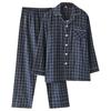 Cotton Pajama Set for Men Soft Button Down Sleepwear Lapel Comfy Long Sleeve Pajamas Men's Lounge Plaid Pjs Set with Pockets Two-piece Loungewear
