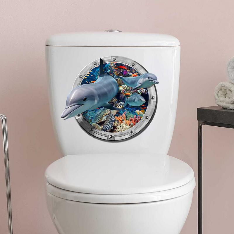 Urocze Naklejki 3D Naklejka Ścienna Okno Łodzi Podwodnej Rekin Świat Morski Zwierzęta Wodoodporne Naklejki Łazienkowe Dekoracja Domu