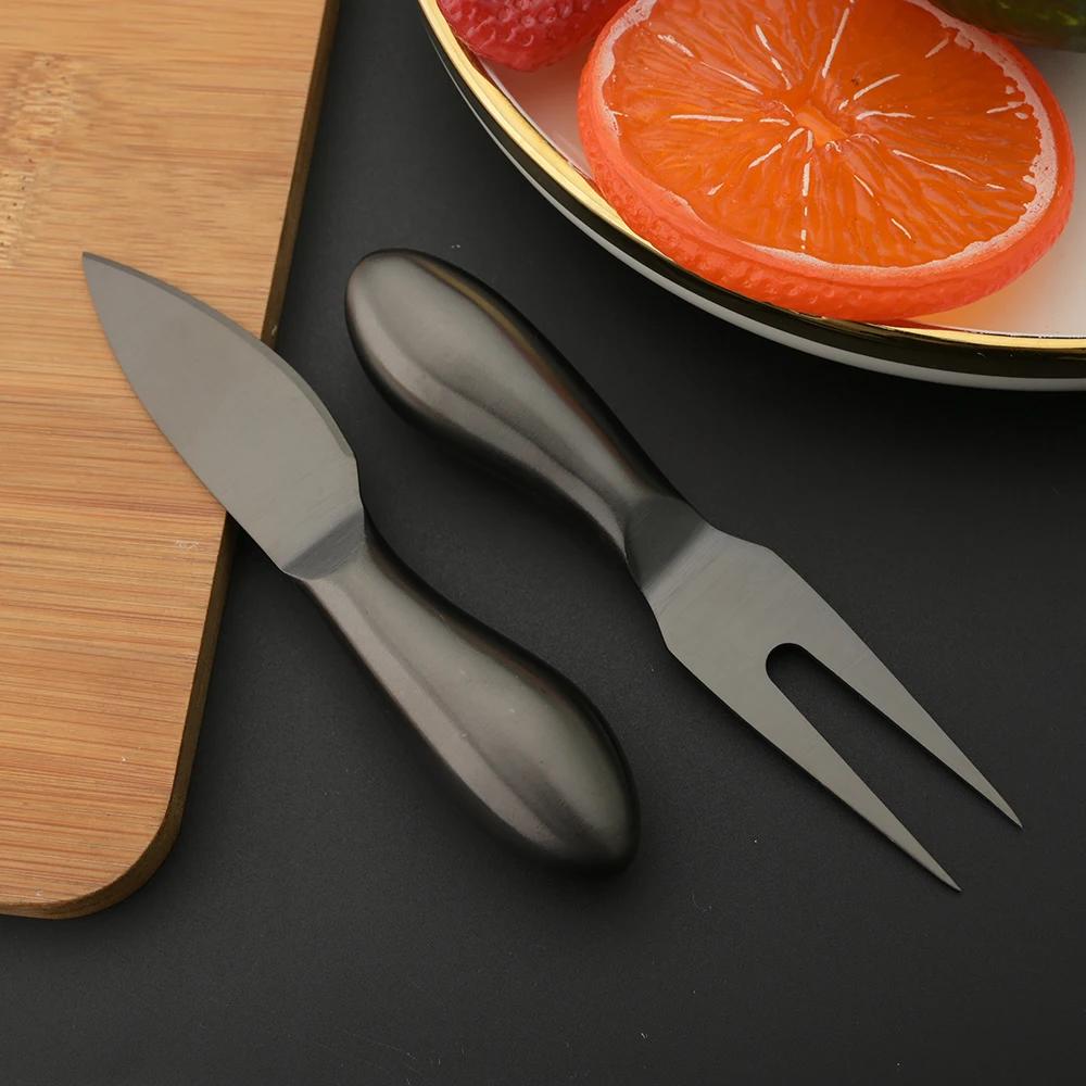 6 Piezas Cubiertos Negros Mate Acero Inoxidable Cuchillo para Queso Herramientas de Repostería Tenedor Cuchillo Vajilla Estilo Vintage Gadgets de Cocina
