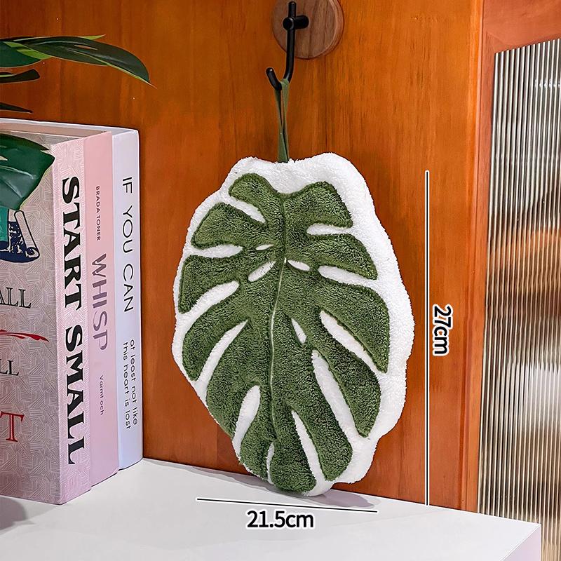 Green Plant Handkerchief Hand Towel Kitchen Towels Hanging Cleaning Towel Super Absorbent Bathroom Kitchen Accessories