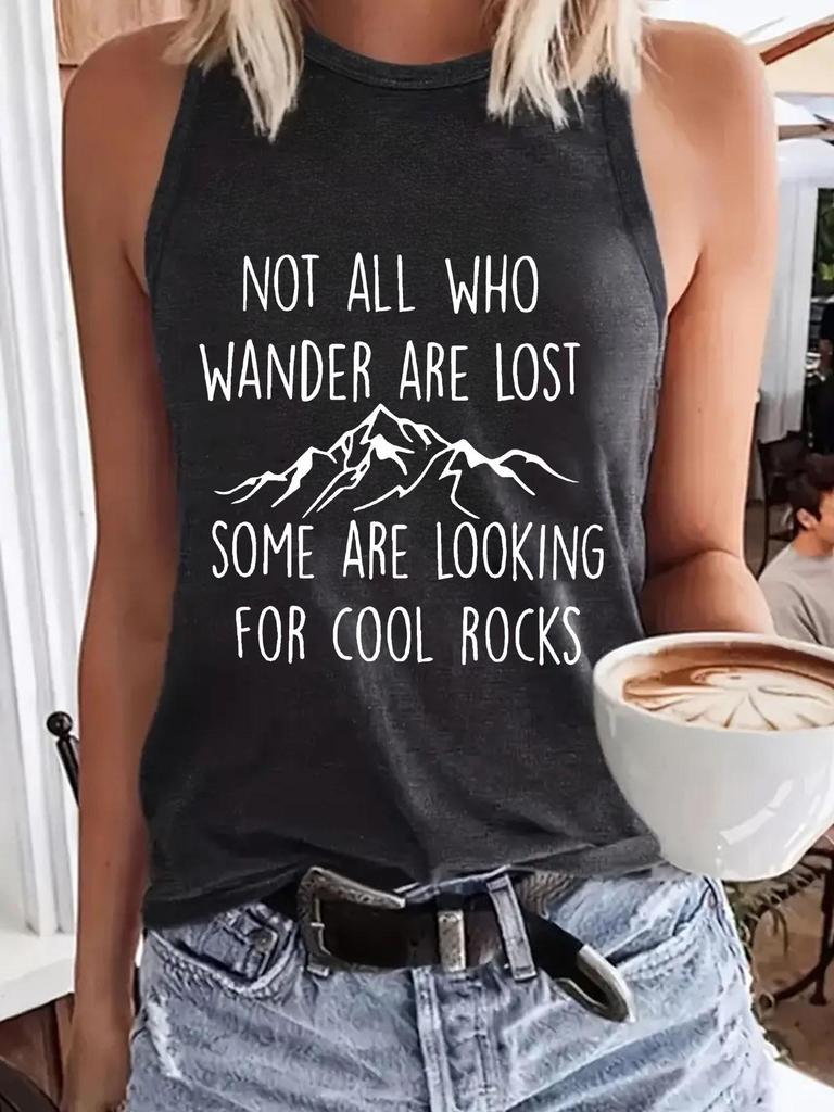 Sleeveless Inspirational Graphic Tee - Women's Spring/Summer Round Neck Pullover Top