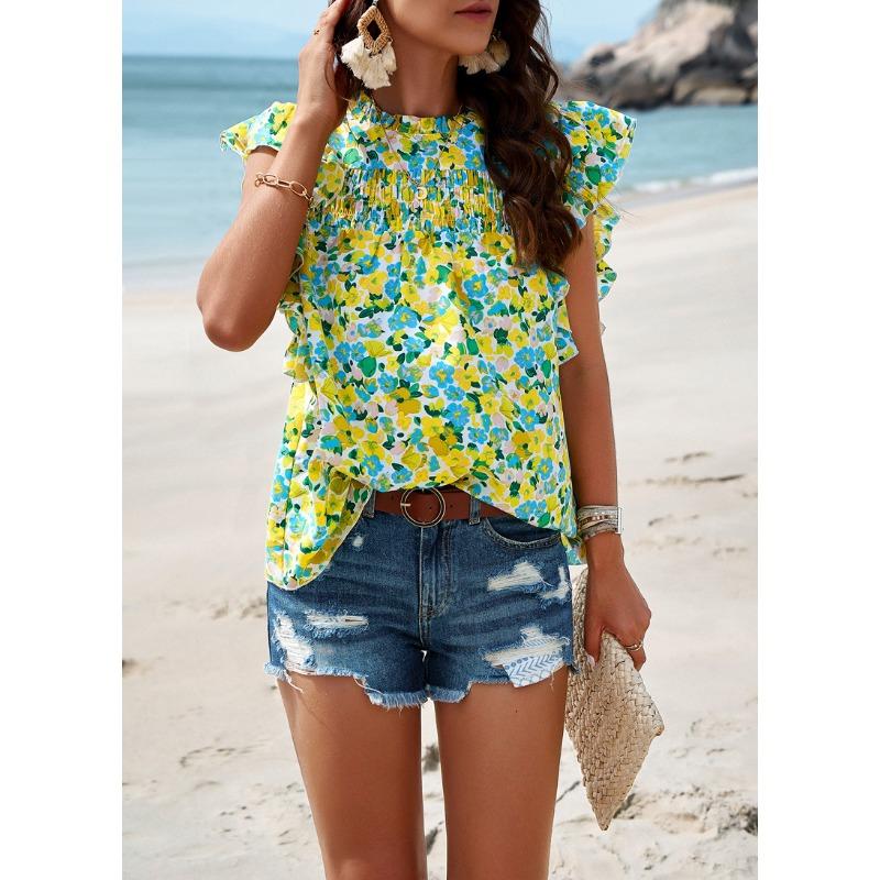 Female Summer Temperament Casual Printed Blouse Top