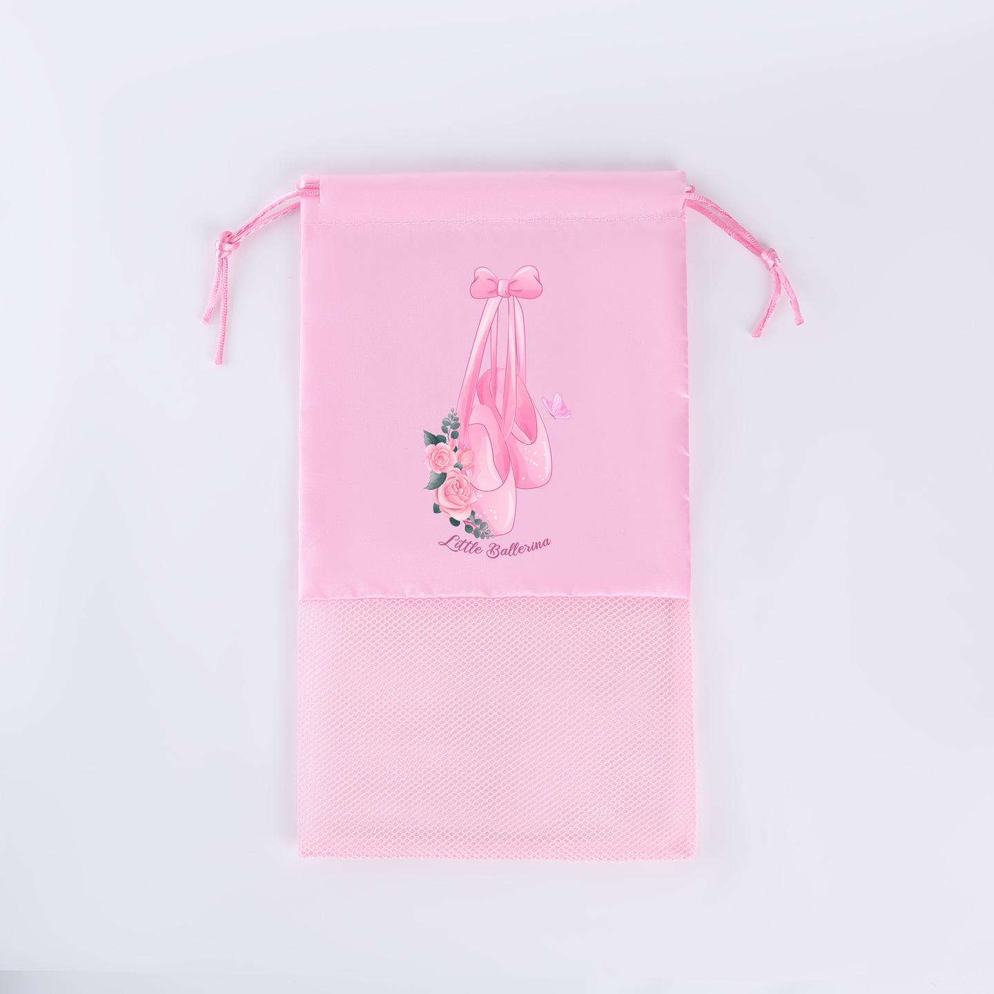 

B6 Ballet Pointe Shoes Double Drawstring Bag - Breathable, Lightweight Storage for Dance Class. Size 16.5*28 cm рожевий