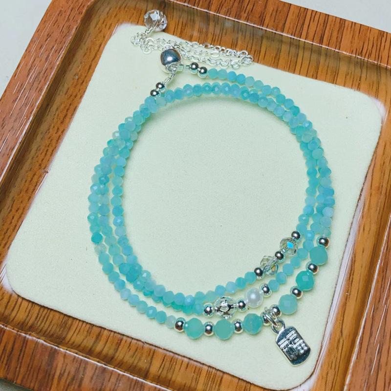 Natural crystal jewelry, icy Tianhe stone three-circle bracelet, women's fresh and fashionable bracelet.
