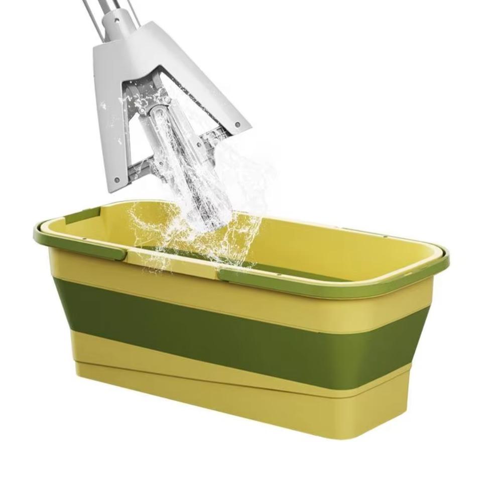 Easy To Carry Rectangular Foldable Mop Bucket Large Reusable Laundry Barrel Silicone Space-Saving Washing Basin Home