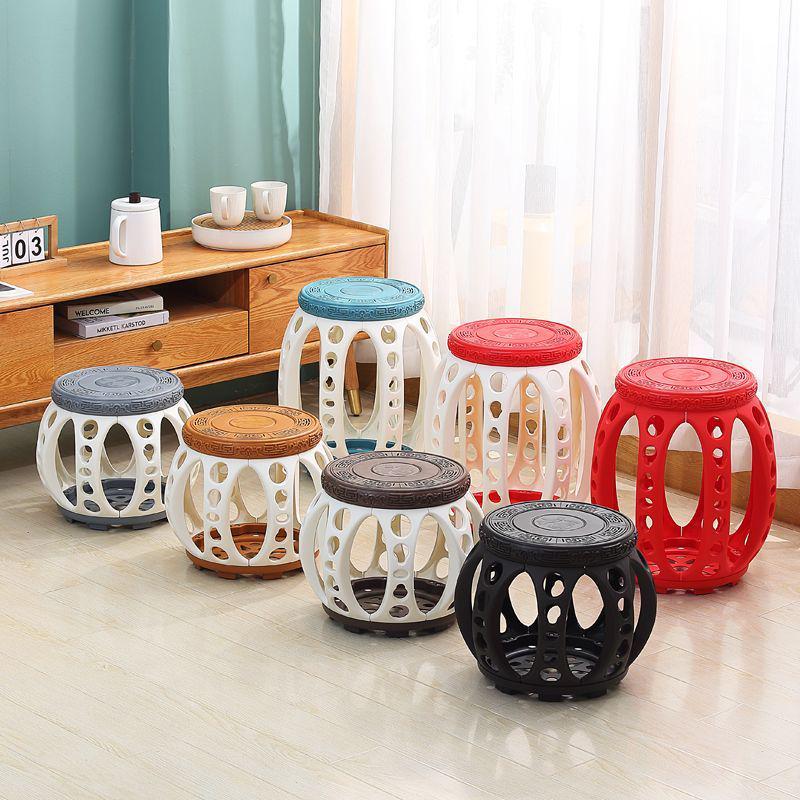 Ancient Style Chinese Round Drum Stool Bench - Artful Design for Tea or Coffee Rooms, Extra Thick Kite Embroidery, Multi-Purpose Qin Pipa Chair.