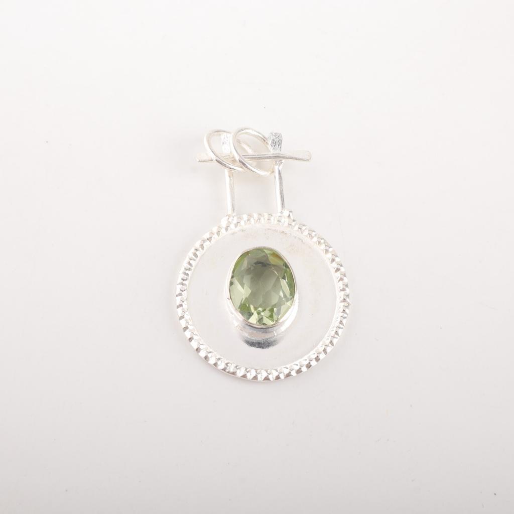 Green Amethyst Gemstone 925 Sterling Silver Jewelry Handmade Girls Pendant 1.4" PP-57-10