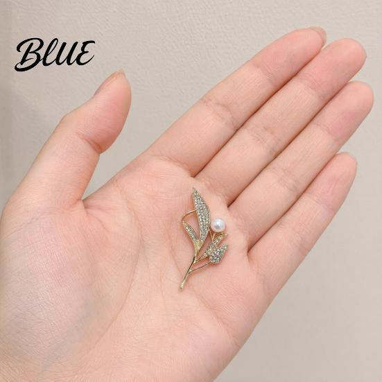 Durable Lapel Pin Ear of Wheat Faux Pearl Brooch Rhinestone