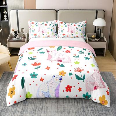 Bear Duvet Cover Sets Bedding Set For Kids Boys Girls Teens Wild Animal Winter Quilt Covers With 2 Pillow Cases Full Size 3 Pcs
