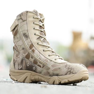 Botas Tácticas para Hombre Otoño Invierno Impermeables Botas de Cuero Desierto Seguridad Zapatos de Trabajo Botines de Combate Camuflaje Zapatos de Senderismo