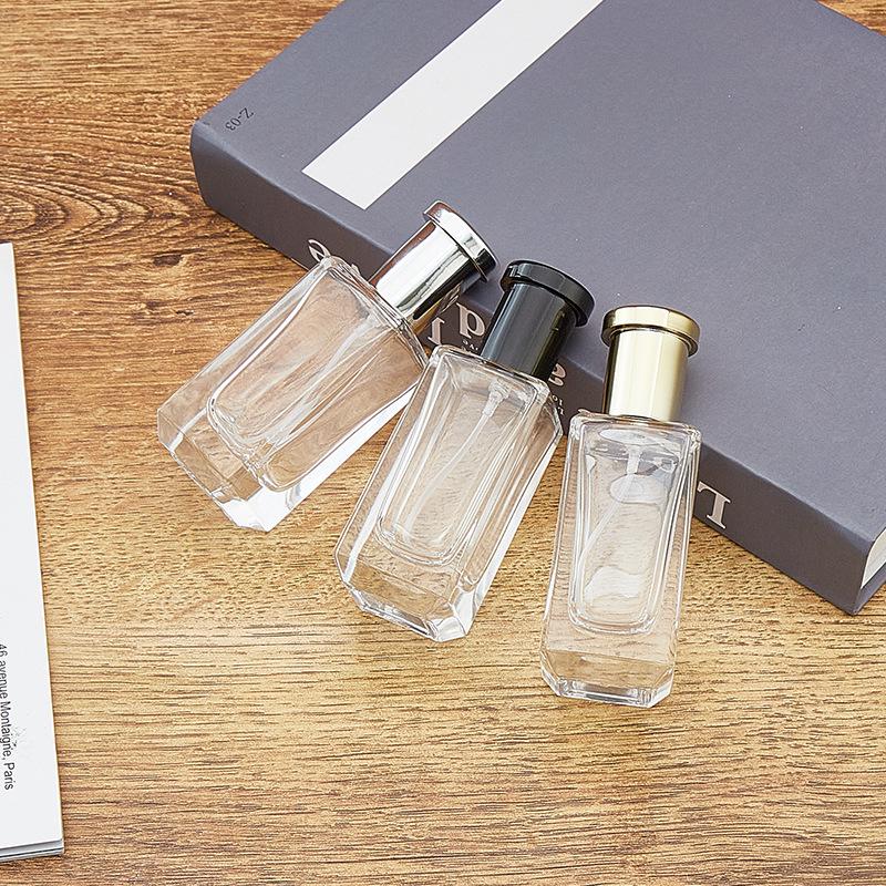 35ml Transparent Glass Perfume Bottle with Press-Type Hydrator - Portable, Sealed for Decanting and Floral Water.