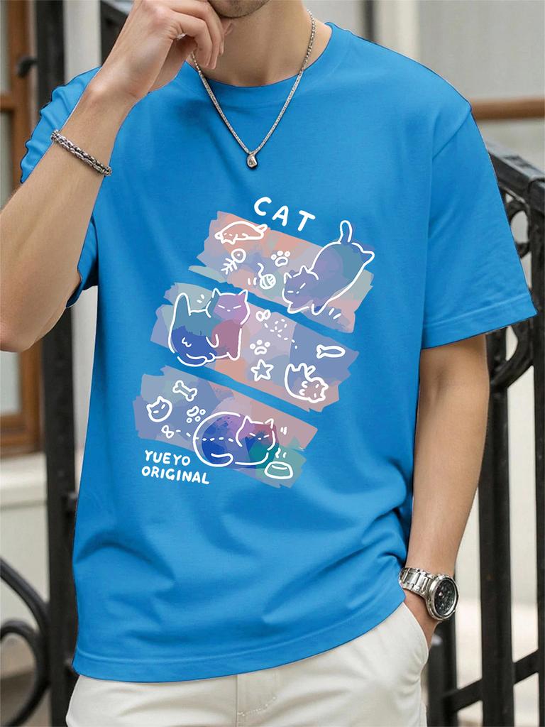 Colorful Three Cats Trendy Printing TShirts Womens Summer Cotton Short Sleeve Tees ONeck Comfortable Loose Tops Casual Clothes