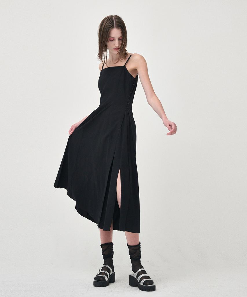 Etmont Slip Line Button Detail Dress, Black