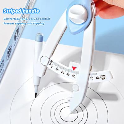 1-13cm Diameter Digital Display Compass With Scale Press Type Students Compass With 6pcs Refills Drawing Circles Tool