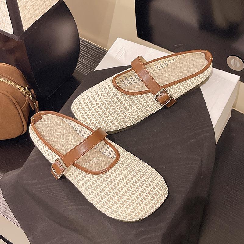 French flat-bottomed bag head and half slippers for women's summer wear 2025 versatile skirt mesh breathable sandals thick bottom