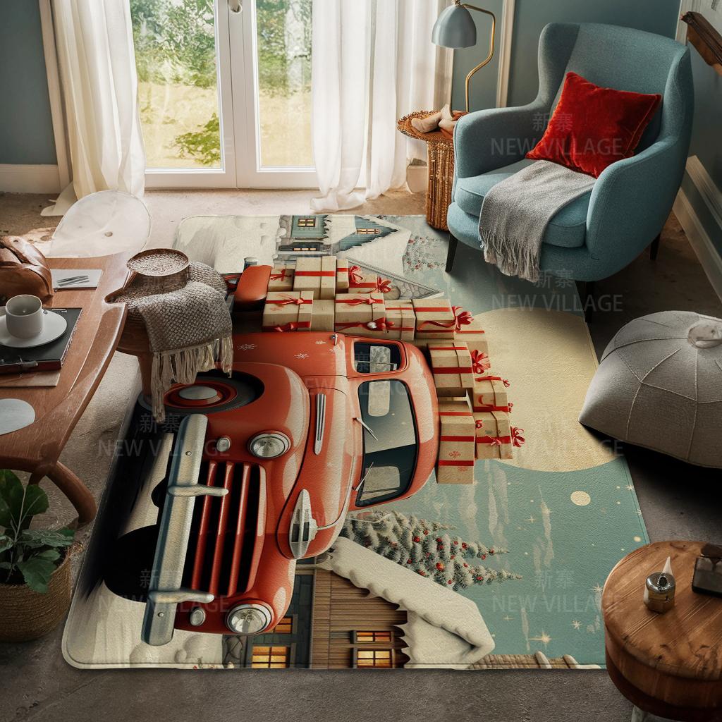 House Entrance Carpet Home Door Mat Living Room Bath Foot Bathroom Non-slip Water Absorption Rugs Bath Merry Christmas Winter