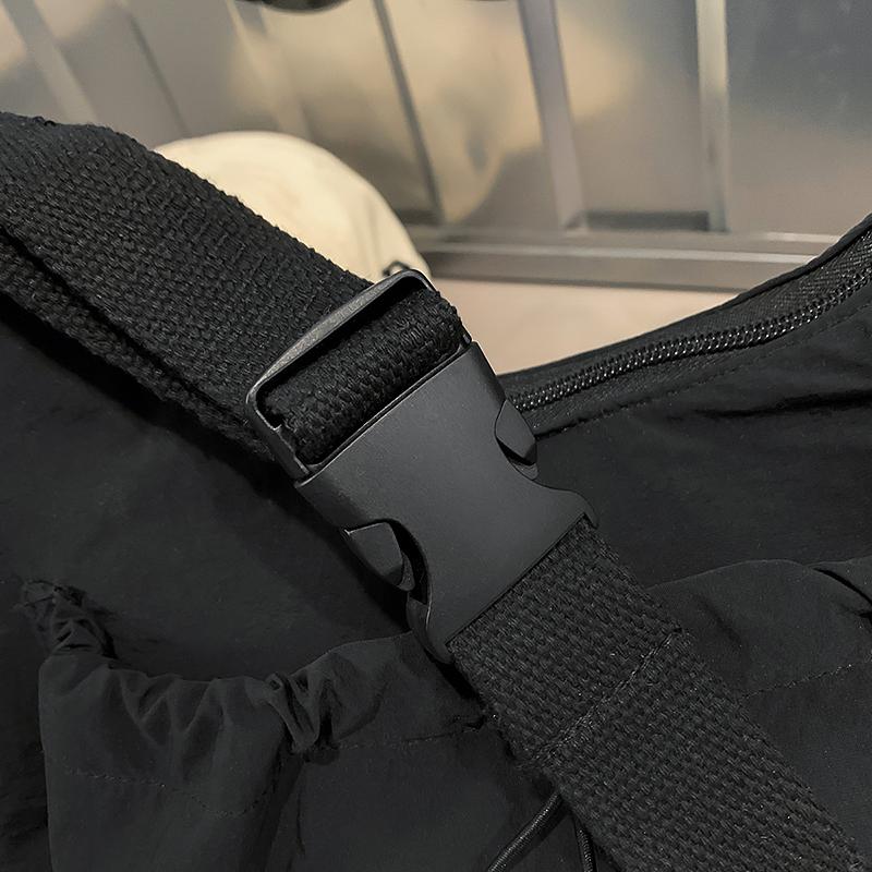 Commuter Pleated Hobo Bag Women's Large Capacity Waterproof Nylon Crossbody Bag Men's Shoulder Bag
