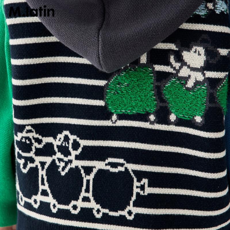 M.Latin Boys' Hooded Contrast Raglan Sweater