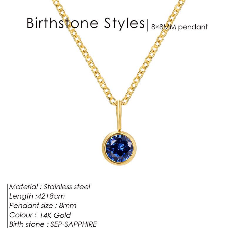 European & American Luxury Colorful Rhinestone Pendant Necklace - December Birthstone Stainless Steel Jewelry