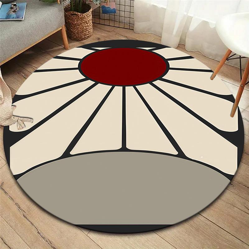 Demon Slayer Art Round Area Rug Carpet Rug For Living Room Bedroom Sofa Playroom Decor Nonslip Floor Mat
