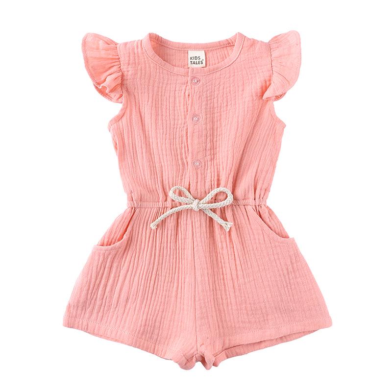 2026 Summer Little Girls Flutter Sleeve Rompers - Baby Girls One-Piece Jumpsuits.