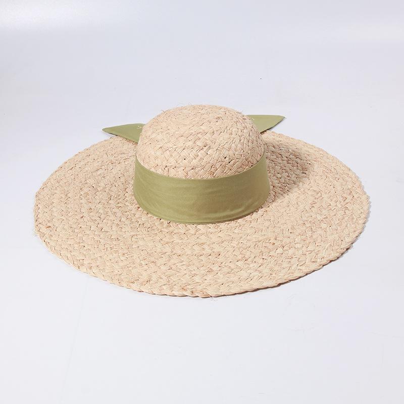 European and American fashion women's summer straw hat raffia eaves beach vacation sun hat elegant bow sun hat