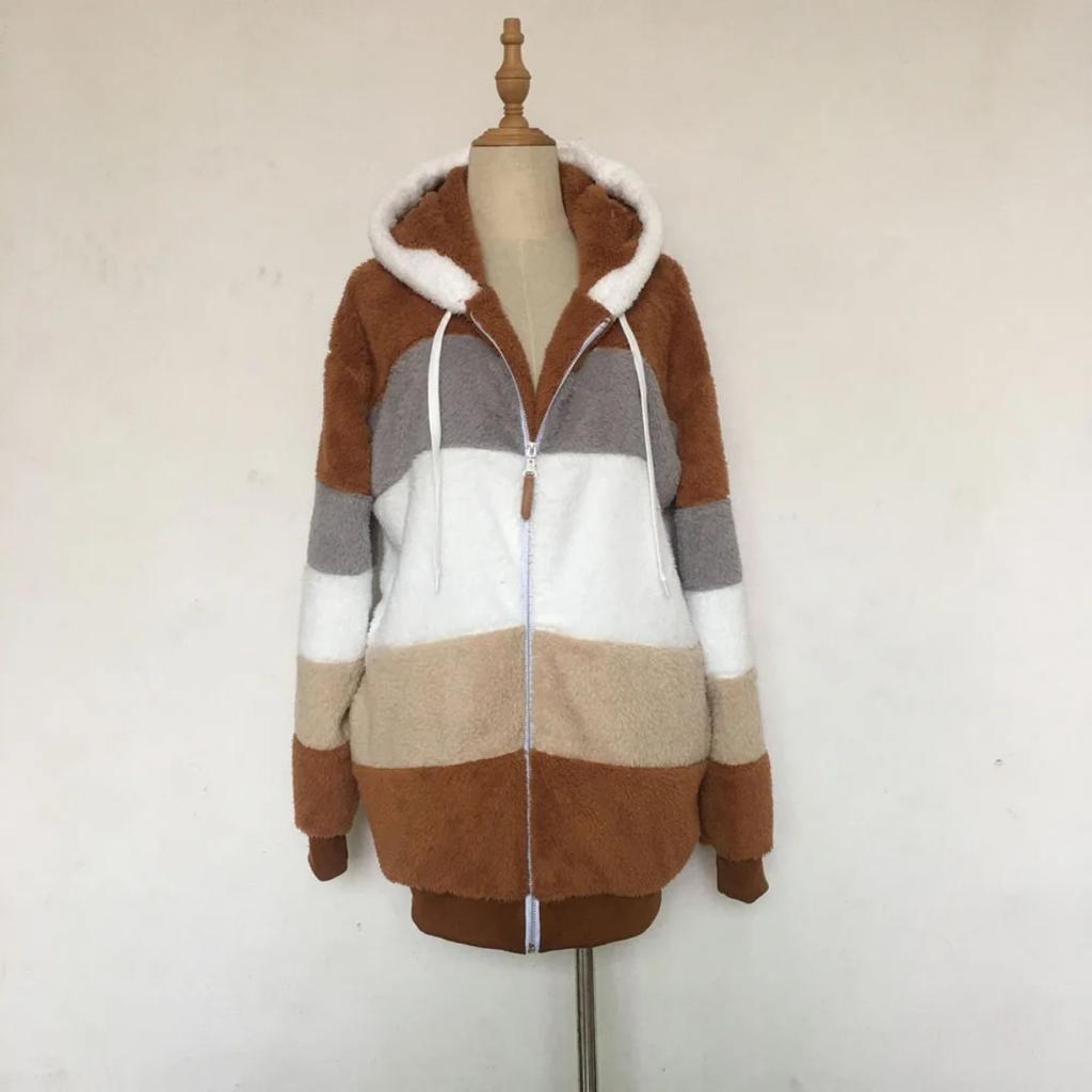 Women's Plus Size Long Teddy Bear Coat Warm Thickening Fleece Faux Fur Coat Plush Teddy Coat Women's Coat
