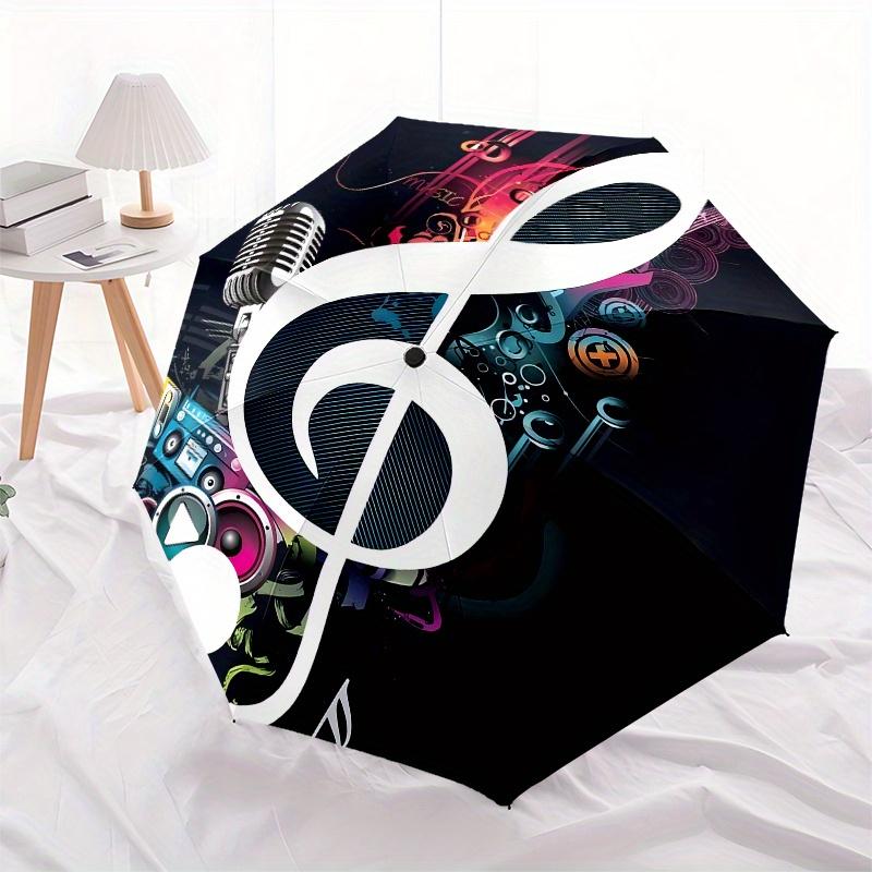 Music, Entertainment themed Eight rib Automatic Folding umbrella Is Suitable for Both Men and Women, Making It A Perfect Christmas and Valen