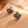 New Electroplated Gradient Color Diamond Black Swan Earrings for Women's Fashion Trend, High-end Temperament Earrings