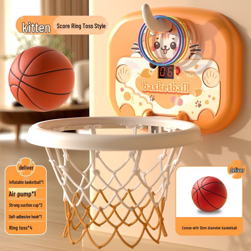 Indoor No-Drill Wall-Mounted Basketball Hoop for Kids